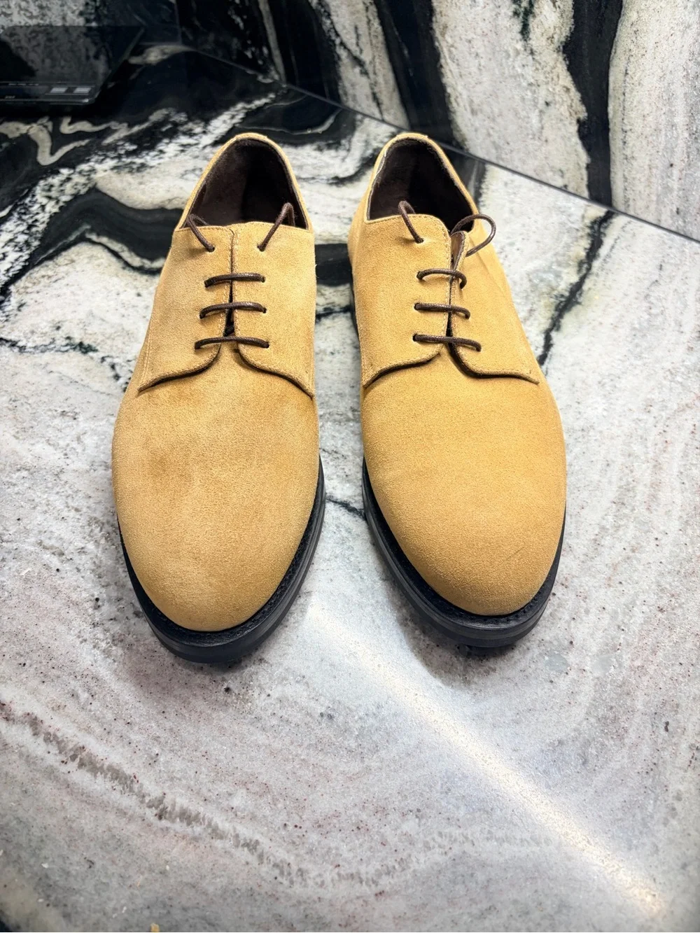 Plainclothes Golden Tan Suede Derby Shoes Men’s EU 42.5 US 9.5 Dainite Sole